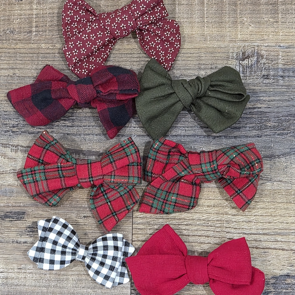 Assorted Red and Green Kids Hair Bows
